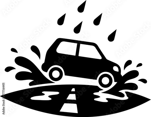 빗길 운전 자동차 아이콘