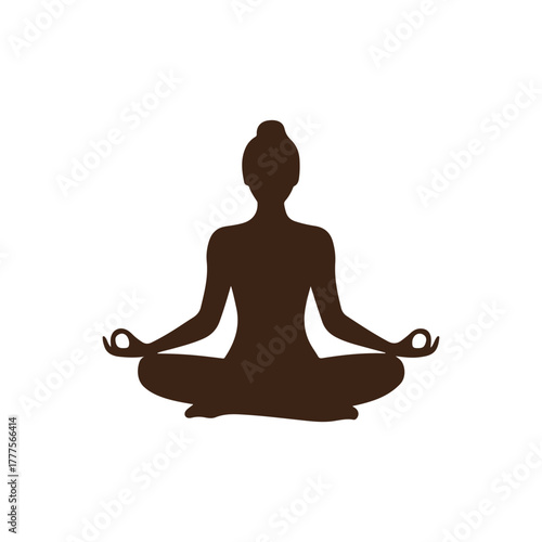 Yoga Meditation Silhouette — Woman Sitting in Lotus Pose Practicing Mindfulness and Inner Peace
