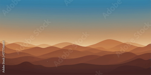 Orange light paints the mountain landscape at dawn and dusk, silhouetting the peaks against the vibrant sky