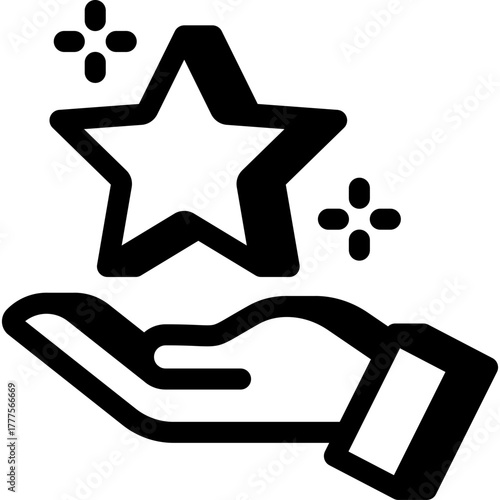 Hand holding star icon