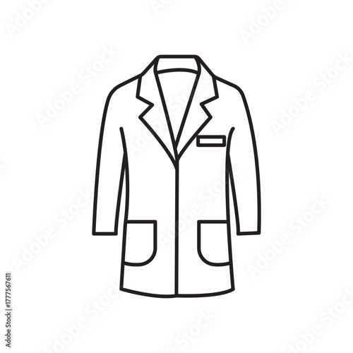 Scientific Discovery Lab Coat Outline Medical Research Innovative Designs Detailed Garment Illustration for Healthcare