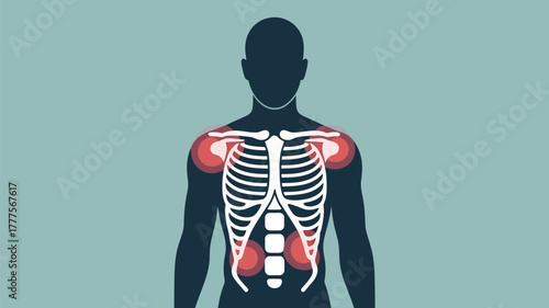 Human Torso Pain Zones with Highlighted Areas Illustration