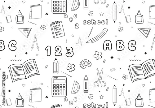 100 day of school pattern seamless background vector design