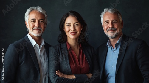 Triumphant Business Executives Smiling Together