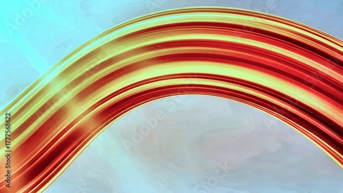 Abstract Curved Lines in Red and Yellow Against a Blue Backgroun
