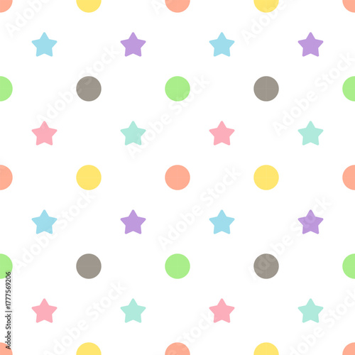 Seamless pattern with dots and stars design for fabric, wallpaper, clothing and all types of print textile and background