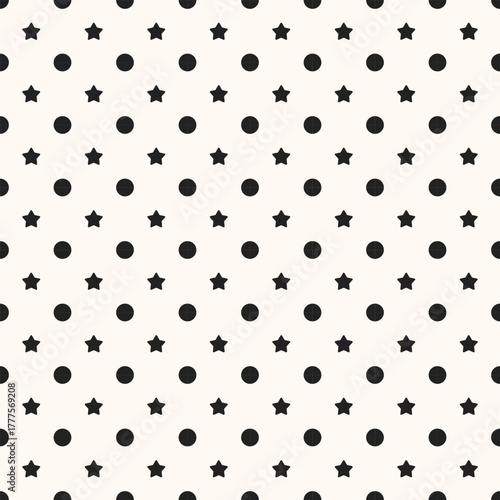 Seamless pattern with dots and stars design for fabric, wallpaper, clothing and all types of print textile and background	