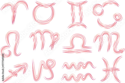 pink doodles designs creative horoscope signs collection
