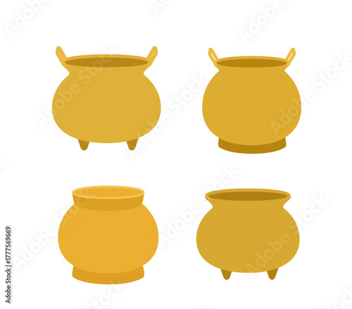 Set of incense burner icon vector.
Chinese style incense burner flat illustration Isolated.
White background.