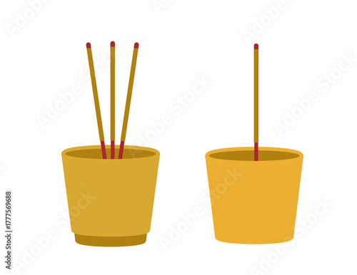 Set of incense burner icon vector.
Chinese style incense burner flat illustration Isolated.
White background.