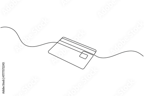 Credit card continuous one line drawing minimalist finance concept illustration