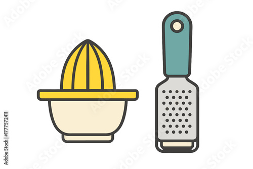 Manual lemon squeezer and metal zester grater essential kitchen tools set