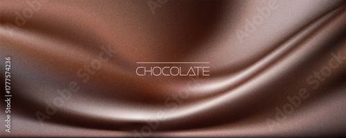 Trendy chocolate wavy gradient. Swirl liquid dark brown pattern. Grainy film effect texture. Vector illustration for your graphic design, banner, poster