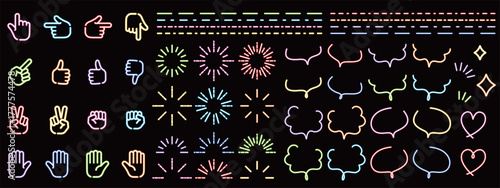 ネオン風吹き出しと装飾セット