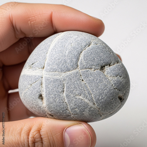 Hand Holding Smooth Gray Stone