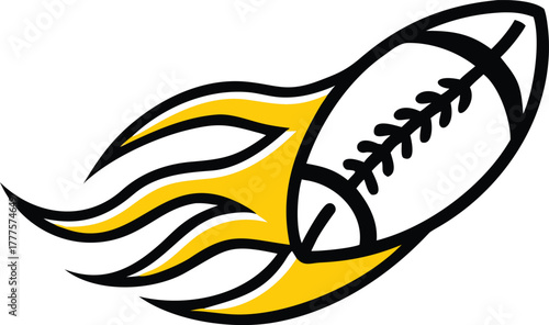 Dynamic american football with fiery trail symbolizing power and speed