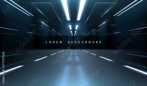 Dark corridor with light lamps