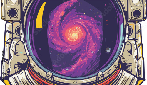 Astronaut's view of a stunning galaxy, perfect for space exploration themes, science education, or futuristic designs, originally a scalable vector graphic