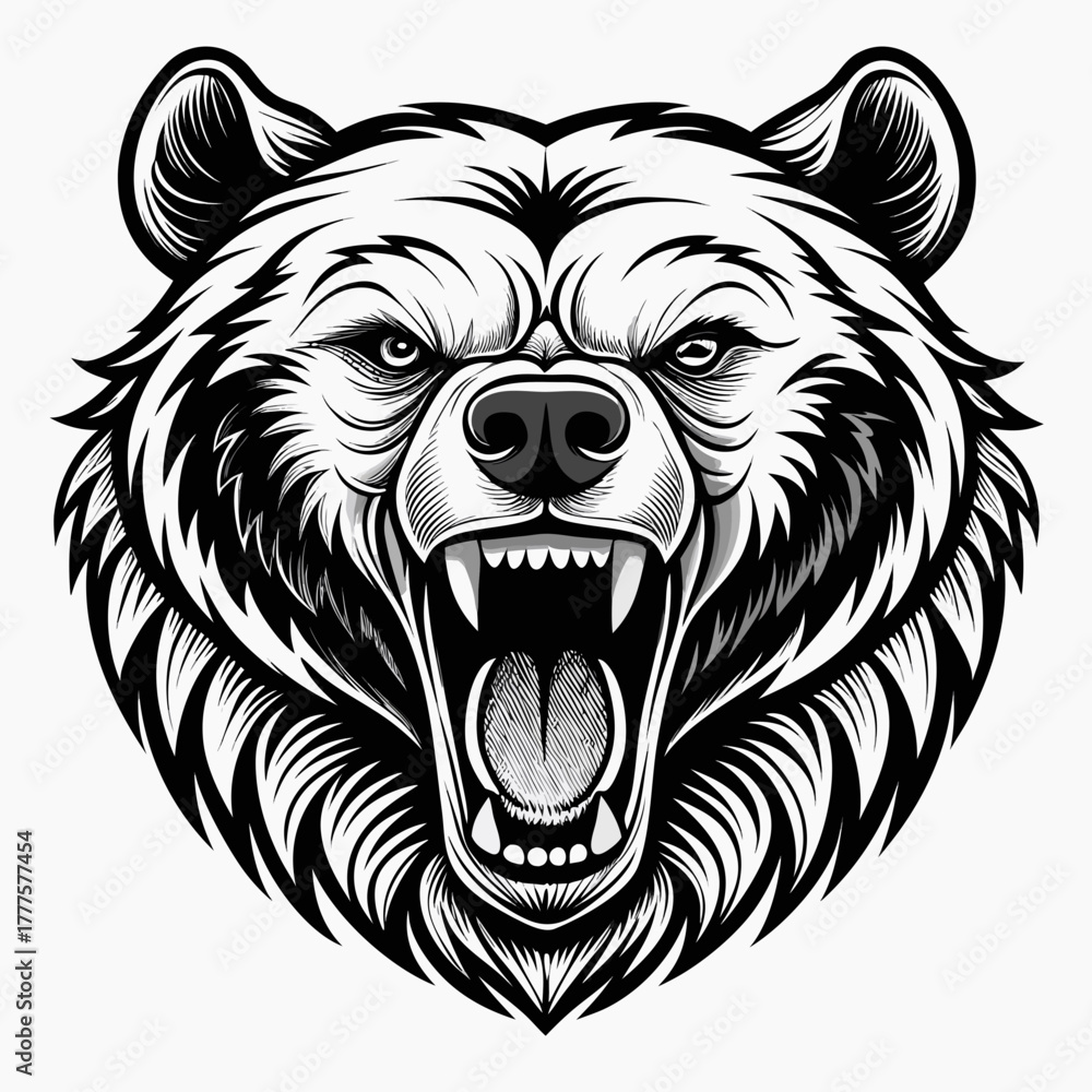 Fototapeta premium Roaring bear head illustration for logo or mascot