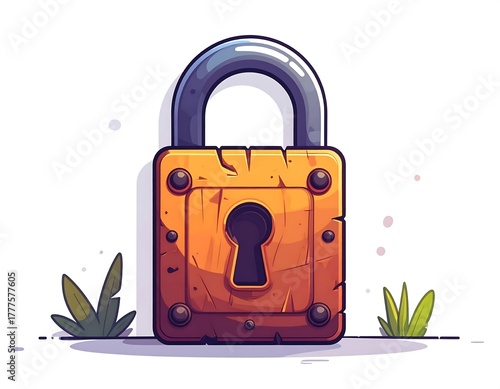 Cartoon Padlock Illustration - Security, Protection, and Digital Safety Concept.