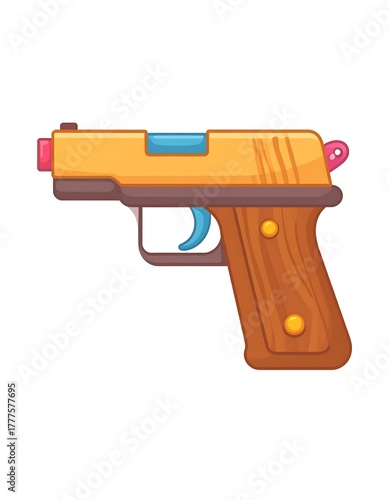 Cartoon Toy Gun Illustration - Playful and Safe Firearm Design.