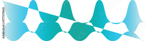 Overlapping wave patterns in blue and teal gradients on white background Keywords: wave, pattern, abstract, gradient, blue