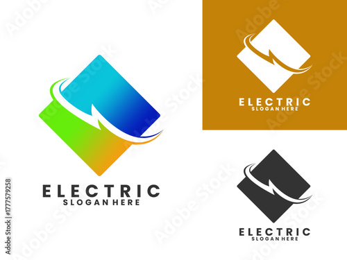 Electricity and rhombus logo design vector template. Power energy modern logo company