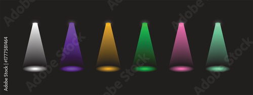 Colorful Stage Spotlights on Black Background Vector Illustration