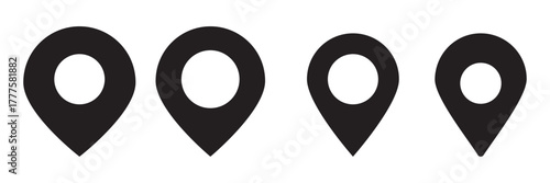 Navigation pin icon in black modern and lines and solid