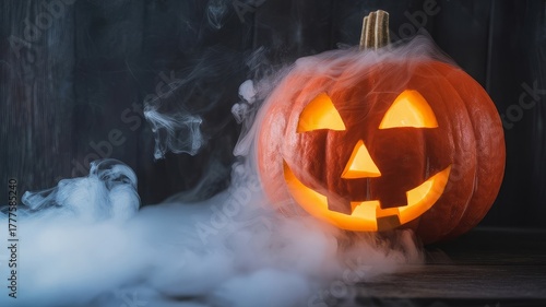 halloween jack o lantern with burning candle
