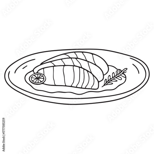 Deep plate featuring fish marinated thoroughly in herb paste