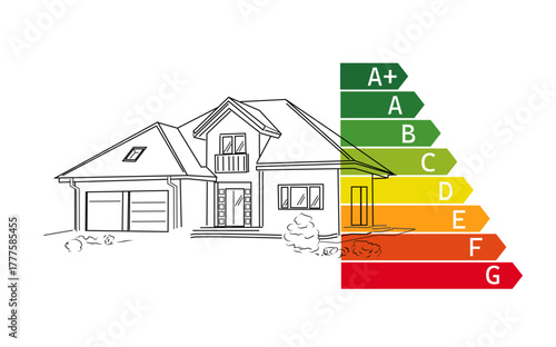House and energy efficiency concept vector illustration on white background