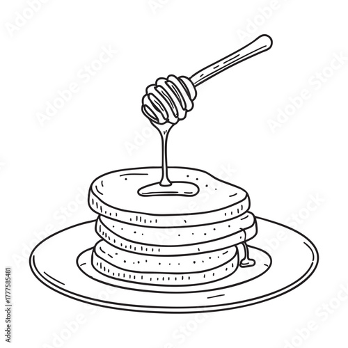 Stack of flatbreads lightly coated with a drizzle of honey