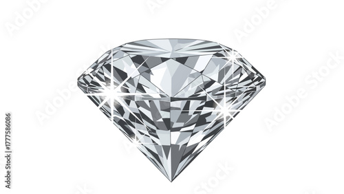 A brilliantcut diamond with sparkling facets on a white background