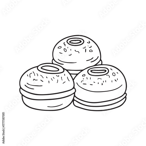 Round pastries generously filled with sweet date paste