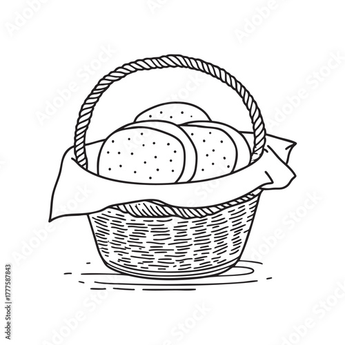 Woven basket filled with freshly made flatbreads