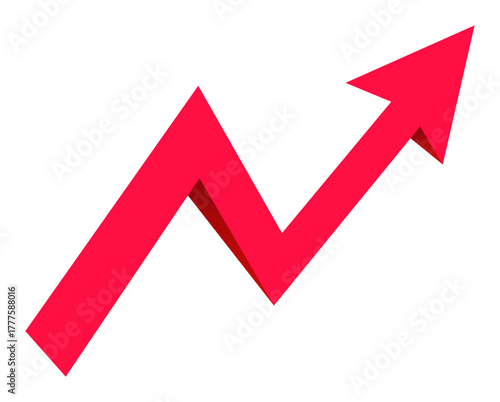 Bold and striking upward arrow representing business growth, success, and increased profit.
