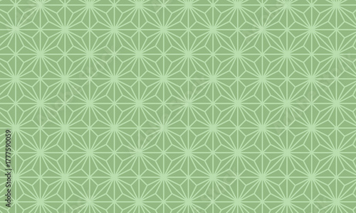 Japanese Geometric Floral pattern olive green