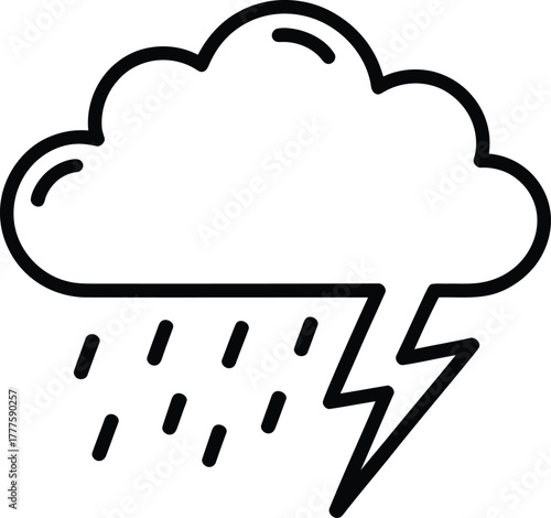 Storm Cloud with Rain and Lightning Icon thunder