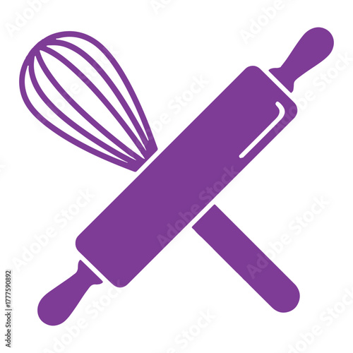 Baking Cooking Utensils Vector Design Purple Culinary Icon