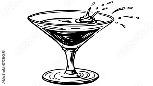 Very beautiful watercolor illustration of espresso martini coffee cocktails, capturing rich brown tones, creamy foam, and artistic splashes for a stylish and elegant beverage presentation.