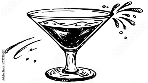 Very beautiful watercolor illustration of espresso martini coffee cocktails, capturing rich brown tones, creamy foam, and artistic splashes for a stylish and elegant beverage presentation.