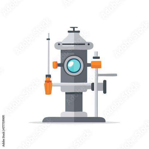 Modern flat design illustration of an ophthalmic slit lamp device used for eye examination and medical diagnosis
