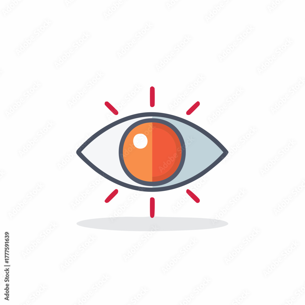 Obraz premium Stylized Bright Eye Icon Radiating Light, Symbolizing Vision, Insight, and Focus