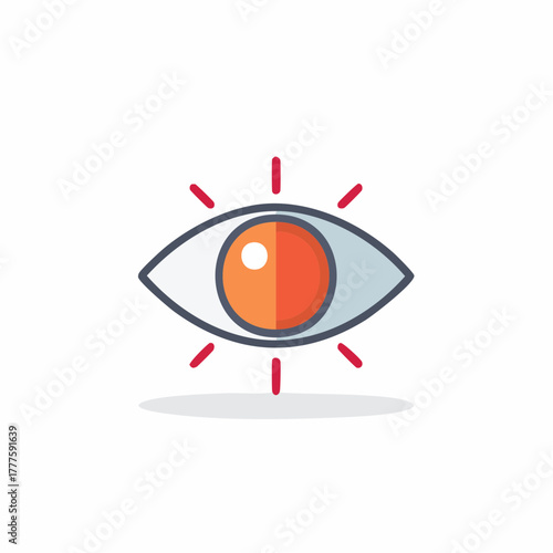 Stylized Bright Eye Icon Radiating Light, Symbolizing Vision, Insight, and Focus