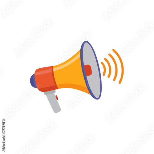 Megaphone Illustration Announcing Speaker News, Promotional Loudhailer, Business Communication