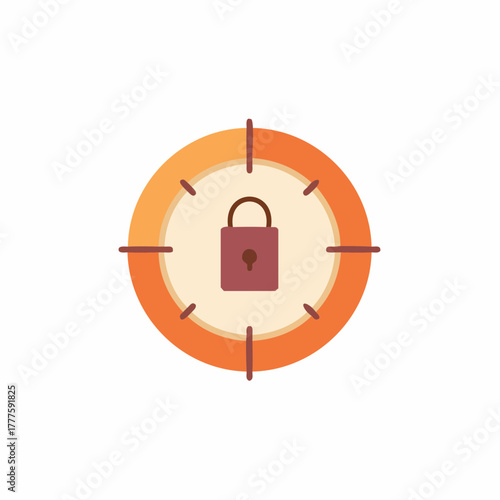 Padlock in crosshairs icon representing security or target lock concept