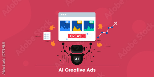 Intelligent AI bot generates Ad creatives, driving advertising performance graph upward and enhance click rate.