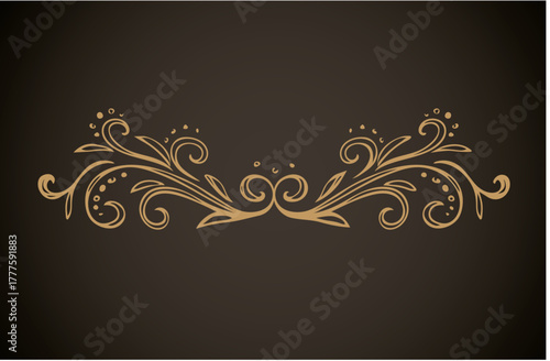 Old cute romantic book ribbon bow swirly tag swoosh element isolated on white paper card backdrop. Freehand black ink pen outline drawn curly corner sketchy in artistic rustic curlicue scrawl style