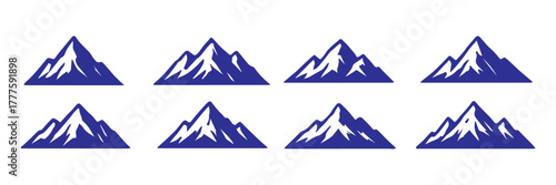 mountain design icon set . illustration of mountains peak vector logo design collection